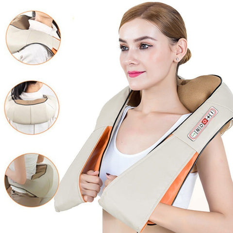 Electric Neck Shiatsu Roller Massager for Back Pain Infrared Heating Massage Product Body Health Care Home Car Relax