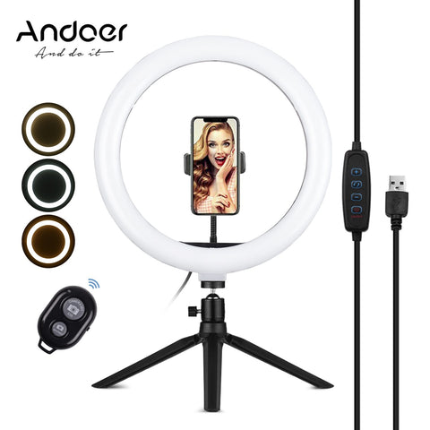 10 Inch LED Ring Light with Tripod and Phone Holder