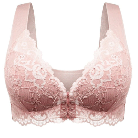 Sports Front Closure Bra Women's Adjustable Extra-Elastic Breathable Lace Trim Bras Seamless Push up Sexy Bra sujetadores mujer
